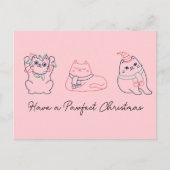 Schattigee Roze Kat Kerstmis Dank u Briefkaart (Voorkant)