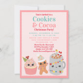 Schattigee Roze Kawaii Cookies en Cocoa Christmas Kaart (Voorkant)