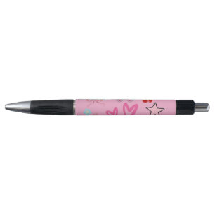 Schattigee Roze Kawaii Pen met Harten, Sterren & B