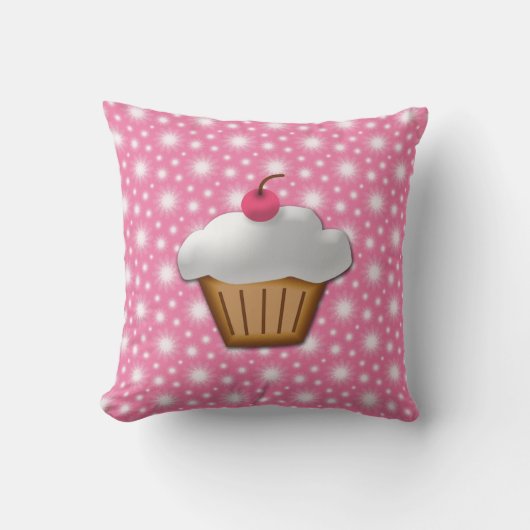 Schattigee roze kersencupcake kussen (Voorkant)