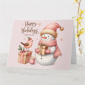 Schattigee Roze Kerst Kaart (Gele Bloem)