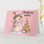 Schattigee Roze Kerst Kaart (Gele Bloem)