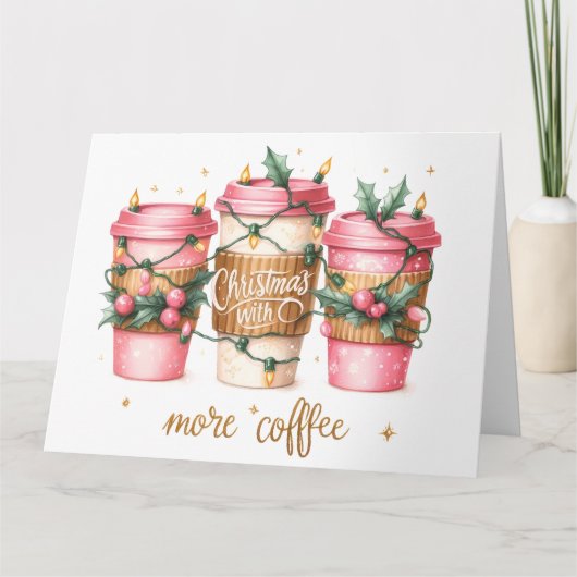 Schattigee Roze Kerst Kaart (Voorkant)