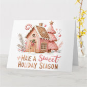 Schattigee Roze Kerst Kaart (Gele Bloem)