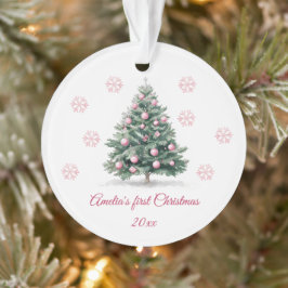 Schattigee roze kerstboom gepersonaliseerde Baby's Ornament