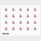 Schattigee roze kerstboom illustratie vierkante sticker (Vel)