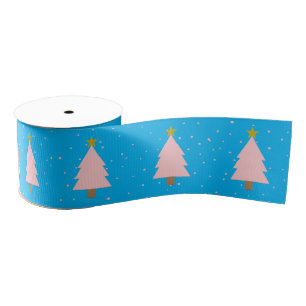 Schattigee roze kerstboomlijn, Golden Stars Blue Grosgrain Lint