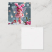 Schattigee roze kerstfee notitiekaartje (Voorkant / Achterkant)