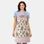 Schattigee Roze Kerstkoekjes Bakken Crew Schort (Gedragen)