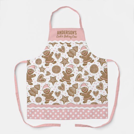 Schattigee Roze Kerstkoekjes Bakken Crew Schort (Voorkant)