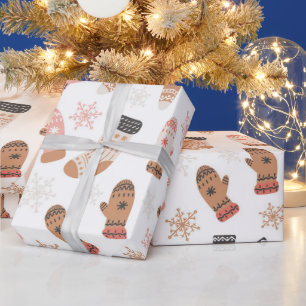 Schattigee roze kerstkousen Sokken Sneeuwvlokken Cadeaupapier