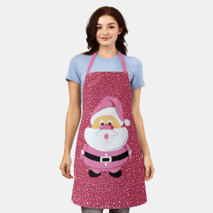 Schattigee roze kerstman en sneeuwvlokken kerst schort