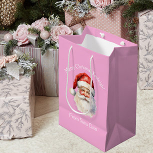 Schattigee Roze Kerstman Gepersonaliseerde Meisjes Medium Cadeauzakje