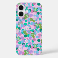 Schattigee roze kikkerkunst met waterlelies girly