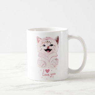 Schattigee Roze Kitten "I ❤️ Love You" Mok-Schatti Koffiemok