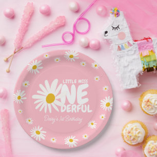 Schattigee Roze Kleine Miss ONEderful Daisy 1e Ver Papieren Bordje