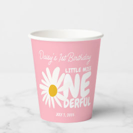 Schattigee Roze Kleine Miss ONEderful Daisy Verjaa Papieren Bekers