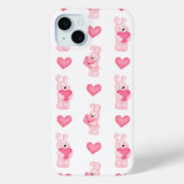 Schattigee roze konijnen met hartenpatroon Case-Mate iPhone case (Achterkant)