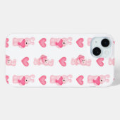 Schattigee roze konijnen met hartenpatroon Case-Mate iPhone case (Achterkant (horizontaal))