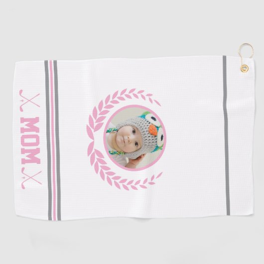 Schattigee Roze Krans Foto Mama Golfhanddoek (Horizontaal)