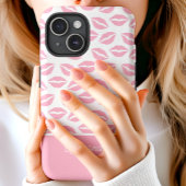 Schattigee roze lippenstift kisses script naam Case-Mate iPhone case