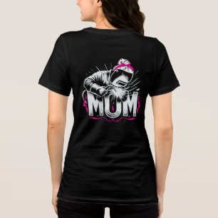 Schattigee Roze Mama Welder Striking An Arc Vrouwe Tri-Blend Shirt