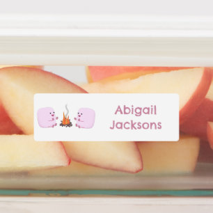 Schattigee roze marshmallows cartoon gepersonalise labels