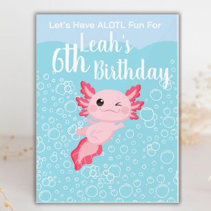 Schattigee Roze Meisjes Axolotl Verjaardagsfeest Acryl Bord