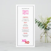 Schattigee Roze Meisjes Night Out Galentine's Day Menu (Staand voorkant)