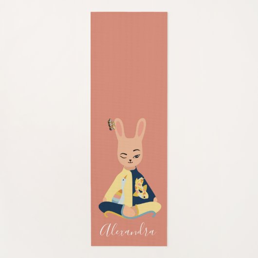 Schattigee Roze Mindfulness Bunny Rabbit Yogi Kind Yogamat (Voorkant)