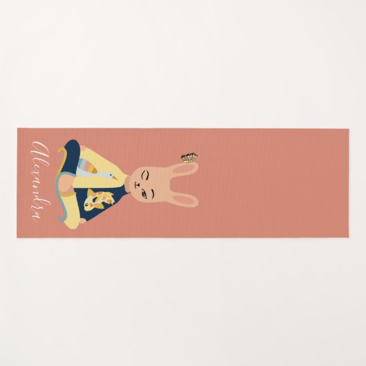 Schattigee Roze Mindfulness Bunny Rabbit Yogi Kind Yogamat (Voorkant (horizontaal))