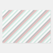 Schattigee Roze Mint Groen en Grijs Gestreepte Pat Inpakpapier Vel (Voorkant 2)