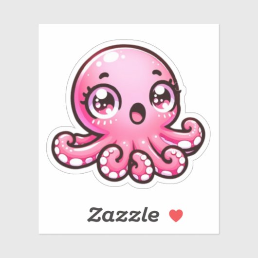 Schattigee Roze Octopus Custom-Cut Vinyl Stickers (Vel)