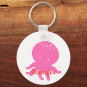 Schattigee roze octopus gepersonaliseerde naam sleutelhanger (Achterkant)
