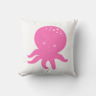 Schattigee roze octopus oude print kussen