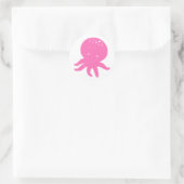 Schattigee roze octopus oude print ronde sticker (Tas)