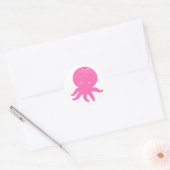 Schattigee roze octopus oude print ronde sticker (Envelop)