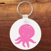 Schattigee roze octopus oude print sleutelhanger (Voorkant)