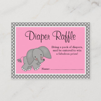 Schattigee Roze Olifant Baby shower Luier Raffle Informatiekaartje