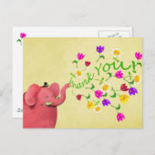 Schattigee roze olifant dank u briefkaart (Voorkant / Achterkant)