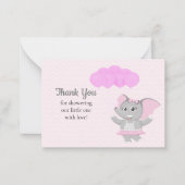 Schattigee Roze Olifant Dankjewel Kaarten Notitiekaartje (Voorkant)