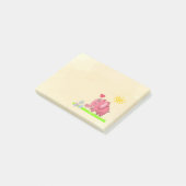 Schattigee roze olifant ruikt bloemen post-it® notes (Schuin)