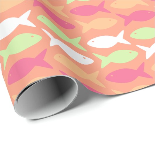 Schattigee roze Oranje vis onder het Zee Nautical Cadeaupapier (Rol Hoek)