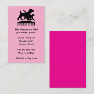 Schattigee Roze Pet Grooming Theme Visitekaartjes