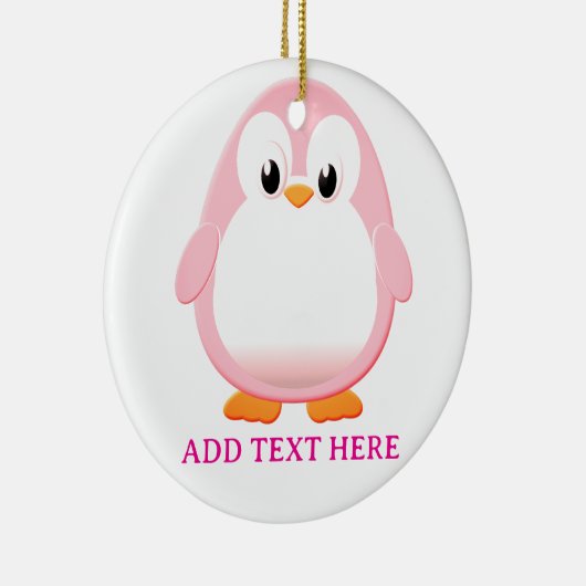 Schattigee Roze Pinguïn Cartoon Custom Keramisch Ornament (Rechts)