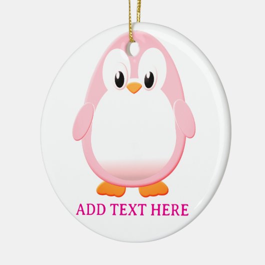 Schattigee Roze Pinguïn Cartoon Custom Keramisch Ornament (Links)