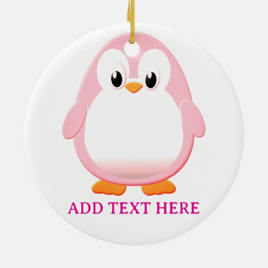 Schattigee Roze Pinguïn Cartoon Custom Keramisch Ornament (Achterkant)