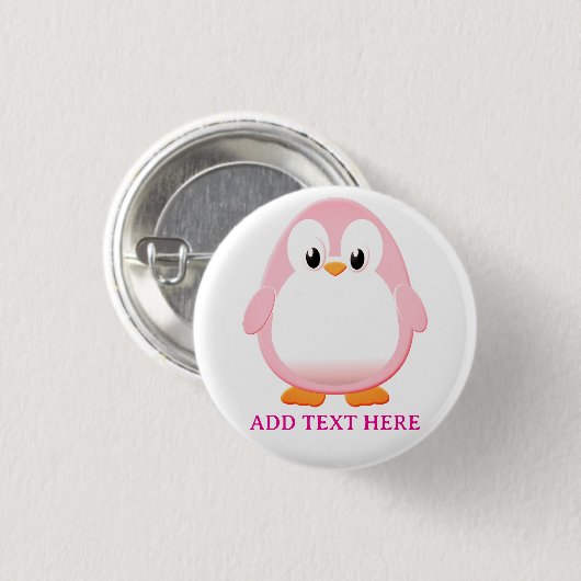 Schattigee Roze Pinguïn Cartoon Custom Ronde Button 3,2 Cm (Voorkant /achterkant)