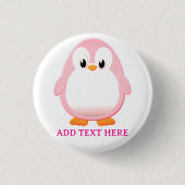 Schattigee Roze Pinguïn Cartoon Custom Ronde Button 3,2 Cm (Voorkant)