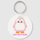 Schattigee Roze Pinguïn Cartoon Custom Sleutelhanger (Voorkant)
